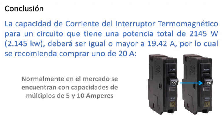 Selección de la capacidad de un Interruptor Termomagnético - SESMA